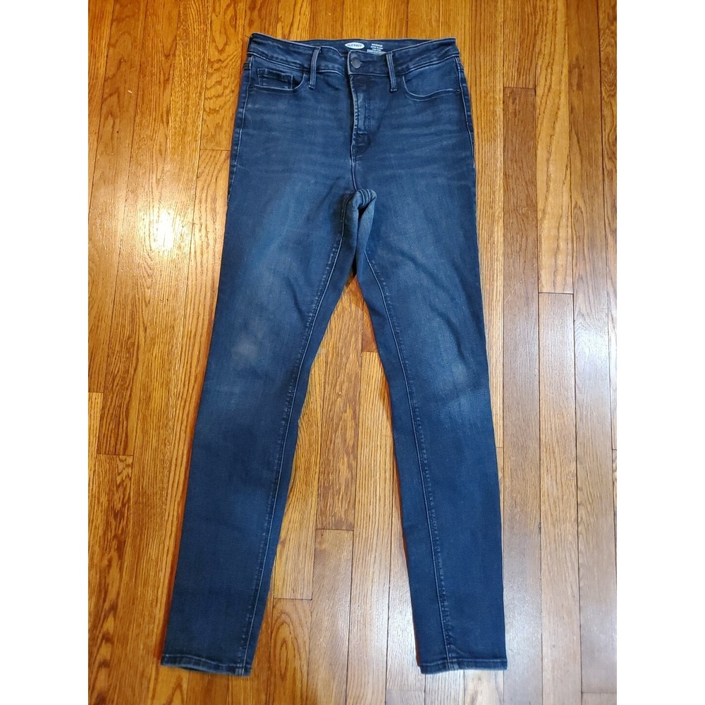 Old Navy Rockstar Super Skinny HI Rise Dk Wash Jeans 10 LONG Secret Slim pockets